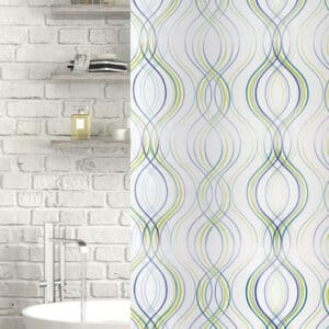 Fiesta Stripe Polyester Shower Curtain Green - Shower Accessories