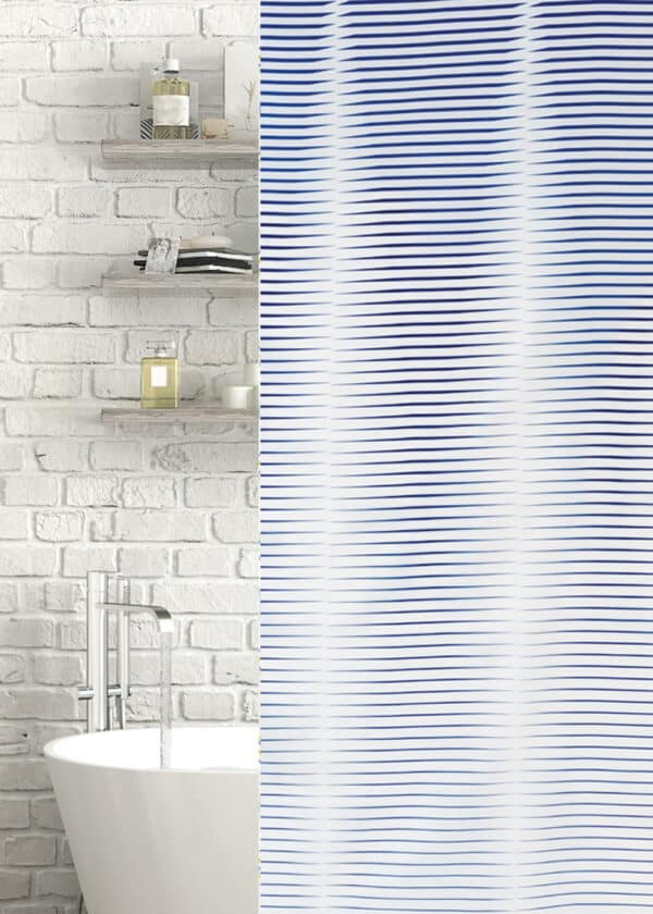 Horizon Polyester Shower Curtain Blue - Shower Accessories