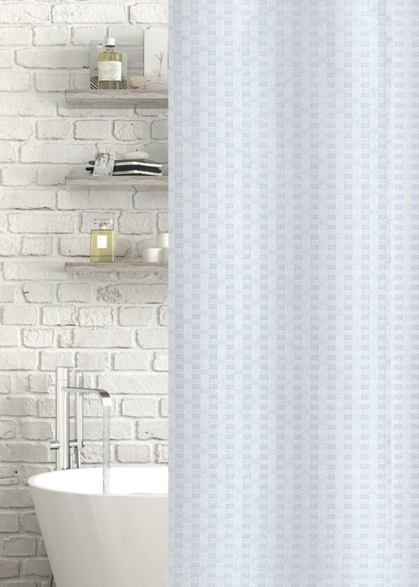 Geo Jacquard Polyester Shower Curtain White - Shower Accessories