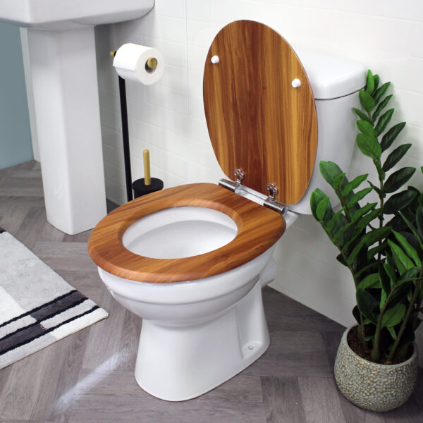 Soft Close Norfolk Toilet Seat – Pine & Chrome - Toilet Seats