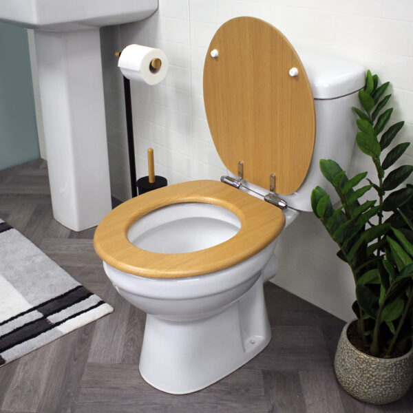 Norfolk Soft Close Toilet Seat Beech/Chrome - Toilet Seats