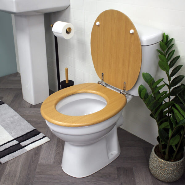 Oxford Toilet Seat Beech/Chrome - Toilet Seats
