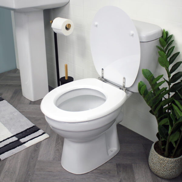 Oxford Toilet Seat White/Chrome - Plastic Toilet Seats