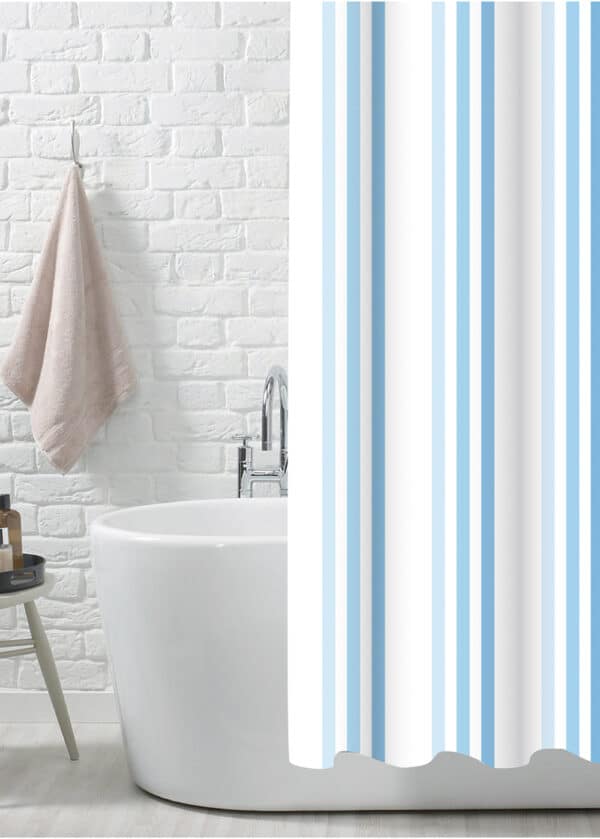 Brighton Rock Blue Polyester Shower Curtain - Shower Accessories