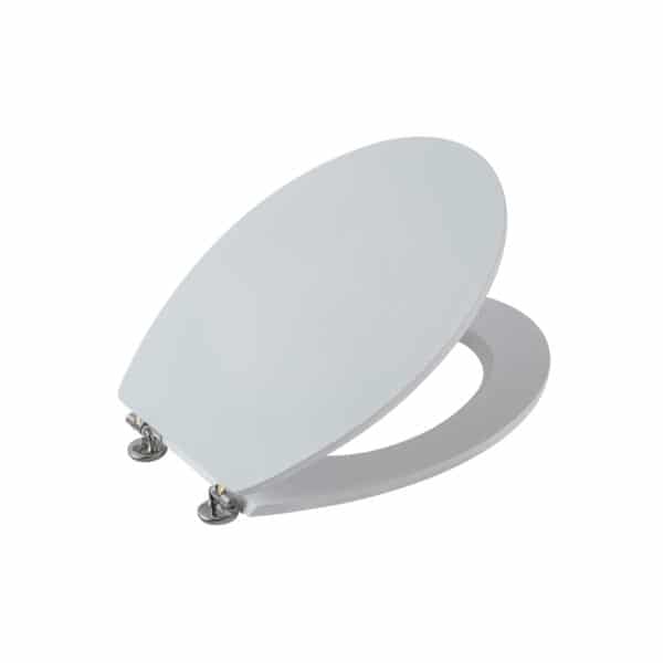 Cambridge Toilet Seat With Rubberised Finish White/Chrome - Plastic Toilet Seats