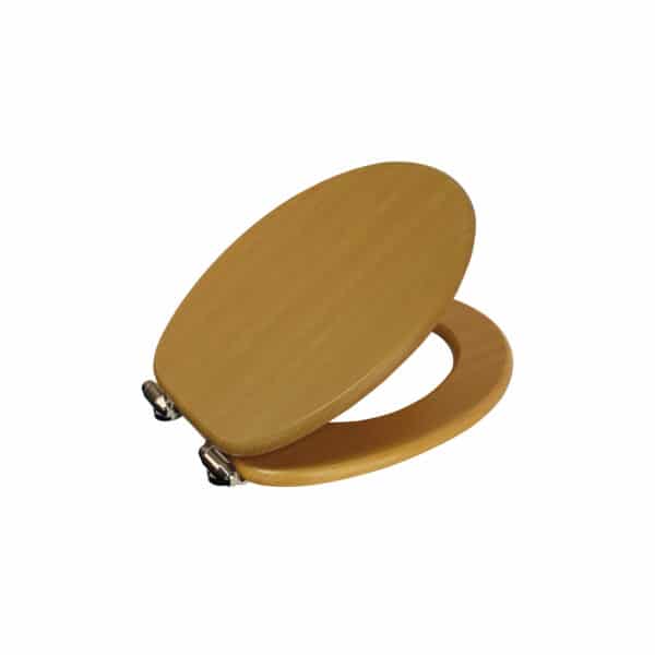 Norfolk Soft Close Toilet Seat Beech/Chrome - Toilet Seats