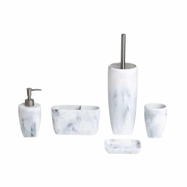 Octavia White Collection 5 Piece Set - Bathroom Accessory Sets