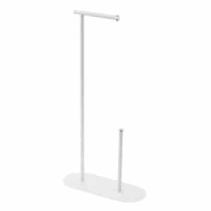 Plaza White Toilet Roll & Spare Paper Holder - Free Standing Toilet Roll Holders