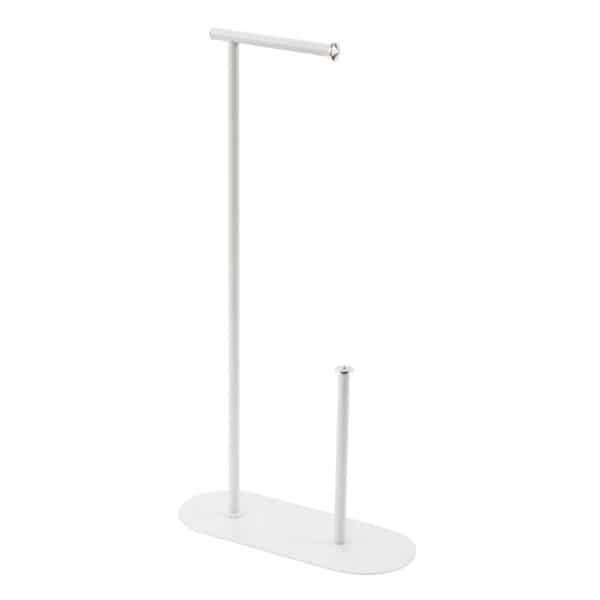 Plaza White Toilet Roll & Spare Paper Holder - Free Standing Toilet Roll Holders