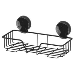 Suction Cup Rectangular Shower Caddies and Suction Cup Shower Hooks Set  (Matte Black)