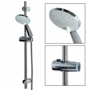 Shower Head Holder Riser Rail Kit 5 Function Handset Stainless Steel Slide Bar Activo - Shower Kits