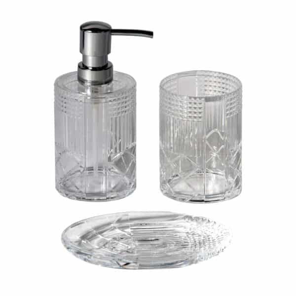 Balmoral Clear 3 Piece Bathroom Accessory Set - Bathroom Accessory Sets