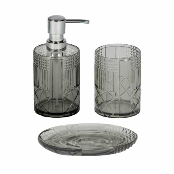 Balmoral 3 Piece Grey Bathroom Accessory Set - Bathroom Accessory Sets