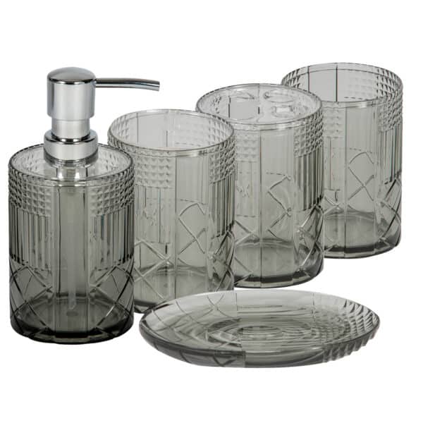 Balmoral Grey 5 Piece Bathroom Accessory Set - Bathroom Accessory Sets