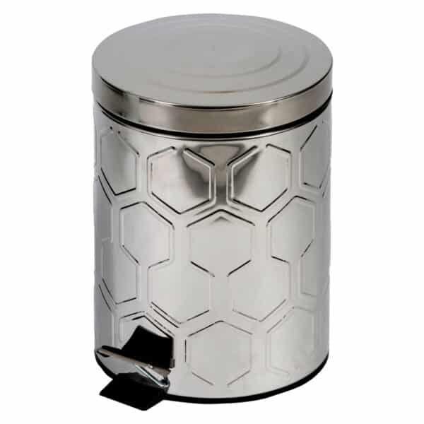 Hex 5 Litre Pedal Bin Mirror Finish Stainless Steel - Bathroom Bins