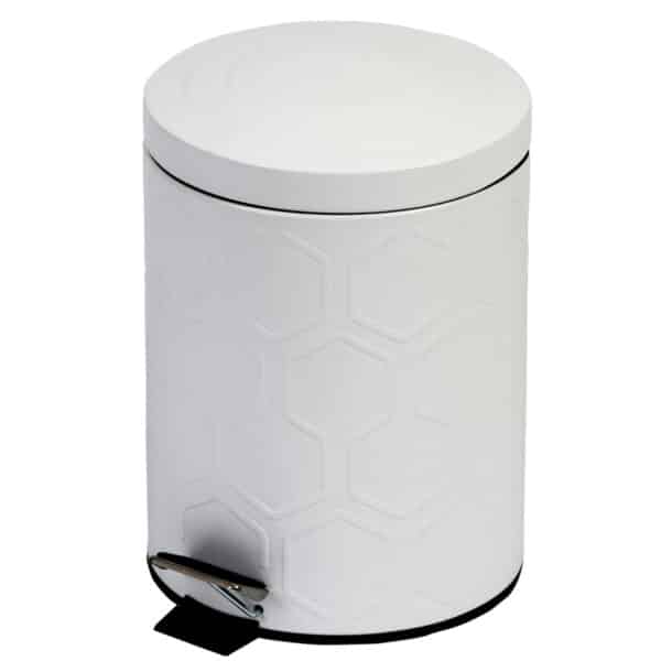 Hex 5 Litre Pedal Bin White - Bathroom Bins