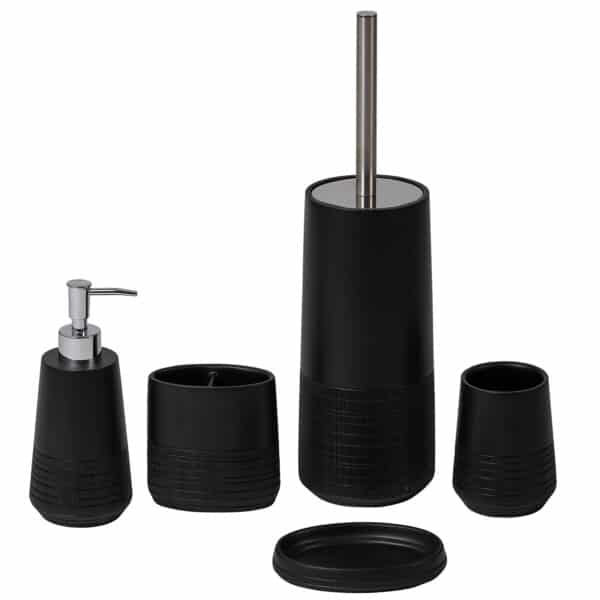 Strata Black 5 Piece Bathroom Accessory Set - Bathroom Accessory Sets