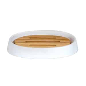 White Bathroom Soap Dish Freestanding Resin Bamboo Sonata - Soap Dishes