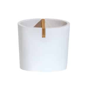 White Bathroom Toothbrush Holder Freestanding Resin Bamboo Sonata - Toothbrush Holders