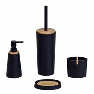 Black 4 Pcs Bathroom Accessory Set Freestanding Sonata - Bathroom Accessory Sets