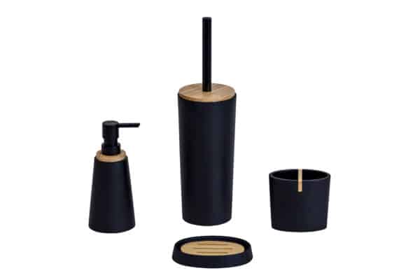 Black 4 Pcs Bathroom Accessory Set Freestanding Sonata - Bathroom Accessory Sets