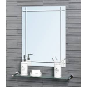 Bathroom Wall Mounted Rectangular Mirror Frameless Bevelled Edge Diamond Cut Modern Stylish 45x60cm Marylebone - Wall Mounted Mirrors