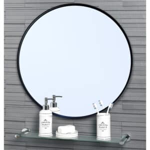 Portobello 40cm Round Black Bathroom Mirror - Wall Mounted Mirrors