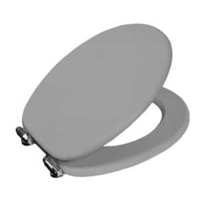 Norfolk Soft Close Toilet Seat Grey/Chrome - Wooden Toilet Seats