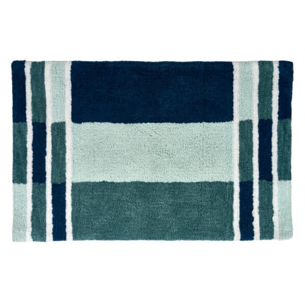 Arlington Green Bath Mat – 100% Cotton, Geometric Design - Bathroom Mats