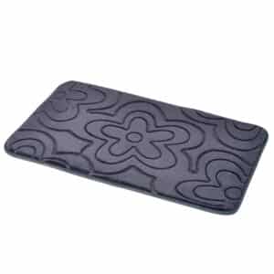 Memory Foam Bath Mat in Charcoal Clover - Bathroom Mats