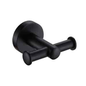 Modernity Black Wall Mounted Double Bathroom Robe Hook - Over Door Hooks / Robe Hooks