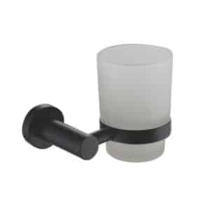 Black Wall Mounted Bathroom Glass Tumbler/Toothbrush Holder Modernity - Shower Accessories