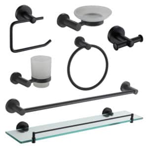 7 Piece Matt Black Wall Mounted Bathroom Accessories Set Modernity - Bathroom Accessories