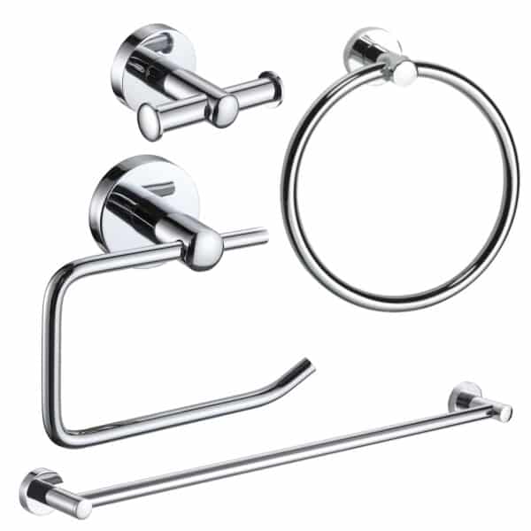 4 Piece Polished Chrome Wall Mounted Bathroom Accessory Set Modernity - Bathroom Accessories