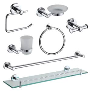 7 Piece Polished Chrome Wall Mounted Bathroom Accessories Set Modernity - Bathroom Accessories