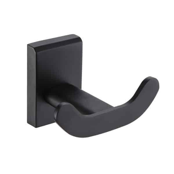 Black Wall Mounted Bathroom Double Robe Hook Unity - Over Door Hooks / Robe Hooks