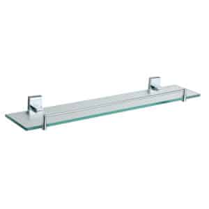 Chrome Unity Bathroom Vanity Shelf – Wall Mounted, 50cm Wide, Detachable Guard Rail - Wall Mounted Bathroom Shelves