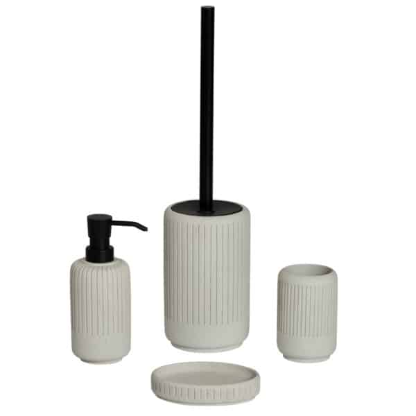 Alexandria 4 Piece Freestanding Bathroom Accessories Set – Concrete/Resin - Bathroom Accessory Sets