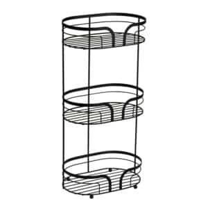 Freestanding Bathroom Floor Caddy 3 Tier Metal Tower Shelves Basket Storage Soaps Sponges Matt Black Showerdrape Dante - Bathroom Caddies and Baskets