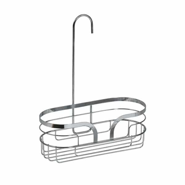 Bathroom Shower Mini Hanging CaddyBasket Shelf Storage Polished Chrome Organiser Shampoo Holder Long Hook Dante - Shower Accessories