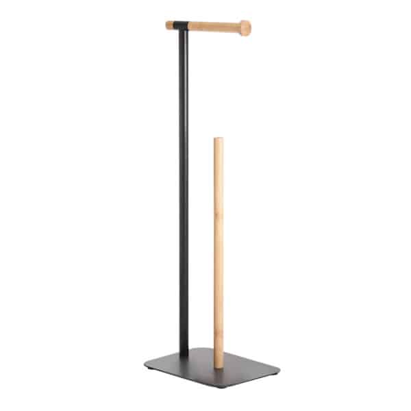 Sonata Freestanding Toilet Roll Holder – Matt Black Bamboo - Free Standing Toilet Roll Holders