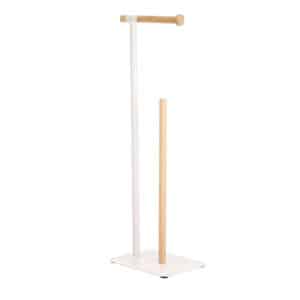 Freestanding Bathroom Toilet Roll Paper Holder Spare Paper Tissue Storage Stand White Bamboo Showerdrape Sonata - Free Standing Toilet Roll Holders