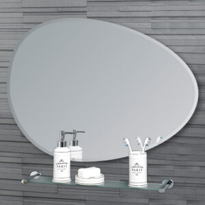 Pebble Shaped Bathroom Wall Mounted Mirror 60cmx45cm Angel - Wall Mounted Mirrors