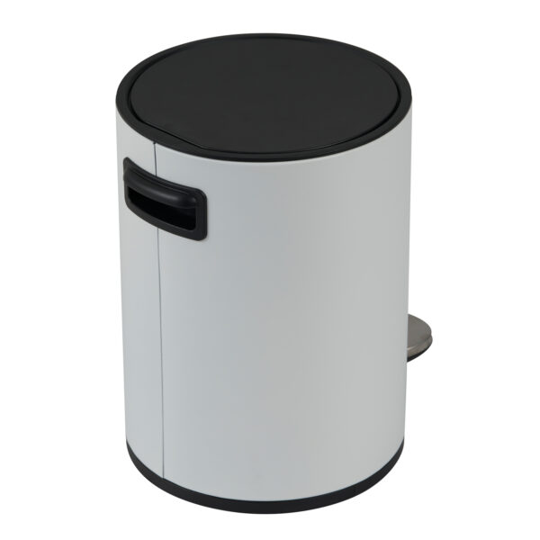 Bathroom 3 Litre Pedal Bin Matt White Powder Coated Steel Integrated Handle Soft Close Lid Removable Bucket Showerdrape, Chloe - Bathroom Bins