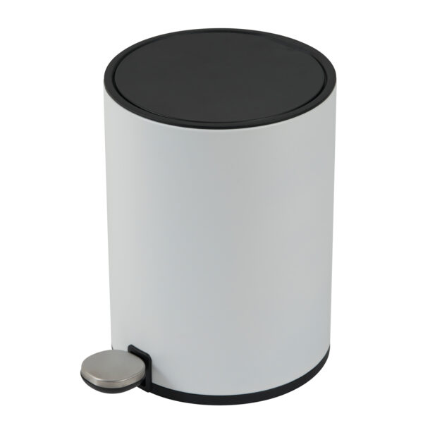 Bathroom 3 Litre Pedal Bin Matt White Powder Coated Steel Integrated Handle Soft Close Lid Removable Bucket Showerdrape, Chloe - Bathroom Bins