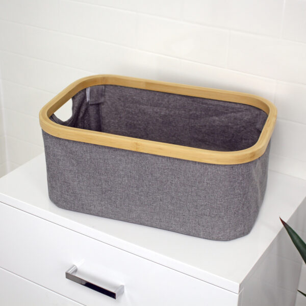 Storage Basket Organiser Bamboo Fabric Cotswold - Bathroom Caddies and Baskets