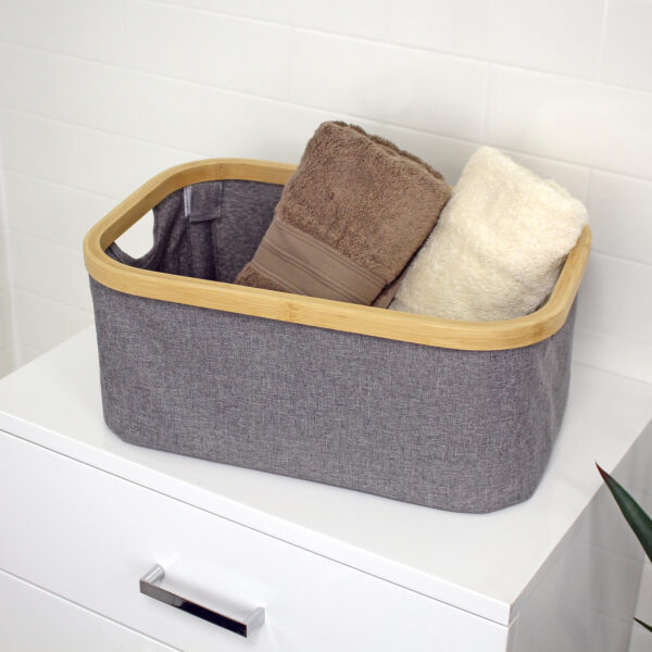 Storage Basket Organiser Bamboo Fabric Cotswold - Bathroom Caddies and Baskets
