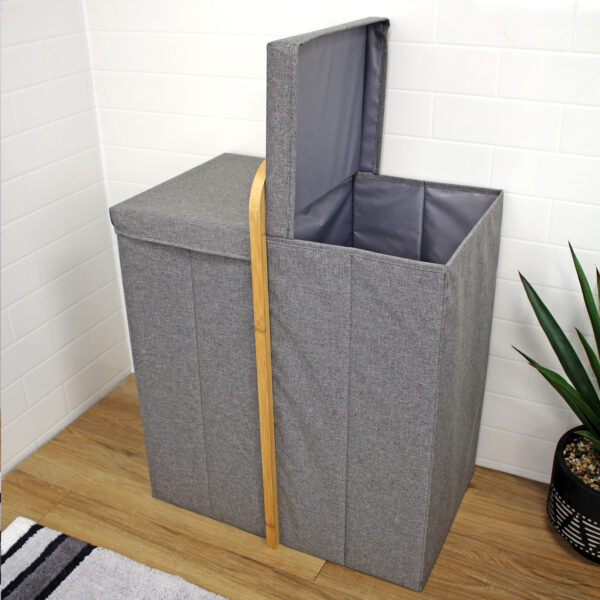 Bathroom Double Laundry Hamper with Lid Cotswold - Bathroom Caddies and Baskets