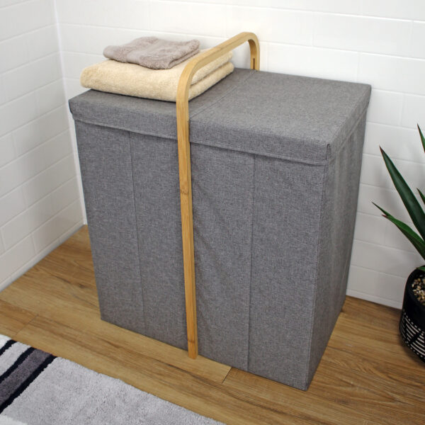 Bathroom Double Laundry Hamper with Lid Cotswold - Bathroom Caddies and Baskets