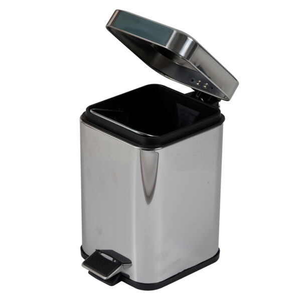 Bathroom Square Pedal Bin Soft Close 3 Litres Stainless Steel Mirror Finish Showerdrape, Icon - Bathroom Bins